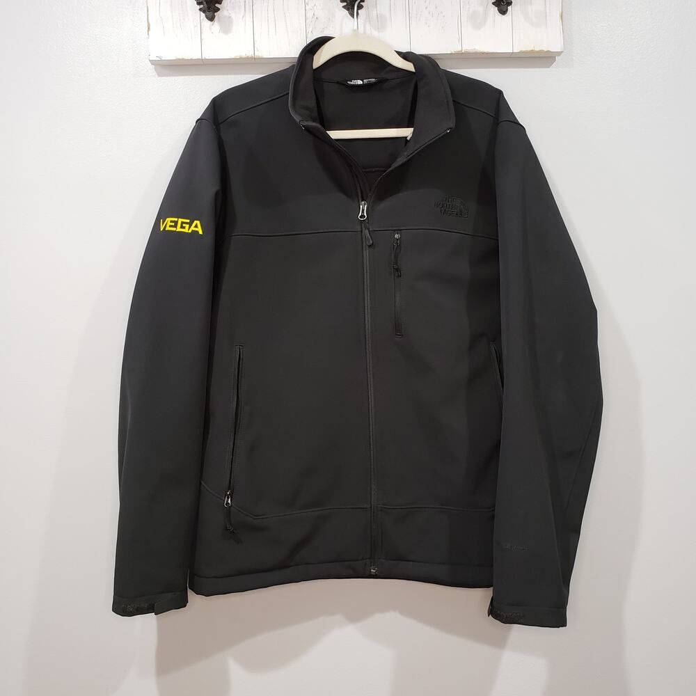 The North Face Apex Softshell Jacket Mens Large Black Full Zip VEGA Logo
